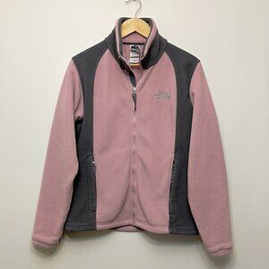 Vintage North Face Fleece Zip-up Jacket, Pink and Gray, Size M